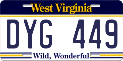 WV license plate DYG449