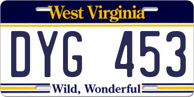 WV license plate DYG453