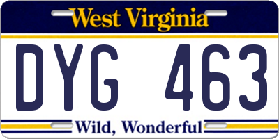 WV license plate DYG463