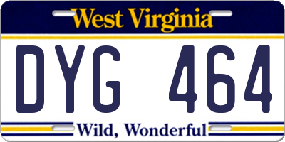 WV license plate DYG464