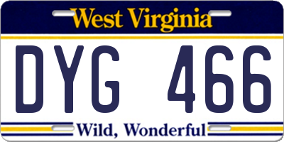 WV license plate DYG466