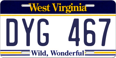 WV license plate DYG467