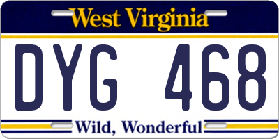 WV license plate DYG468