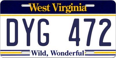 WV license plate DYG472