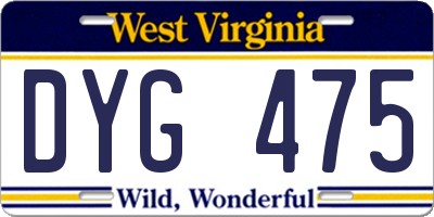 WV license plate DYG475