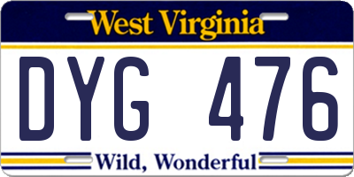 WV license plate DYG476