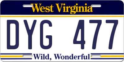 WV license plate DYG477