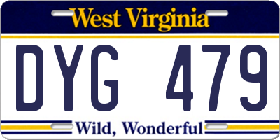 WV license plate DYG479