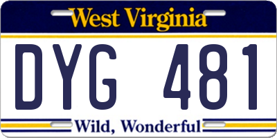 WV license plate DYG481