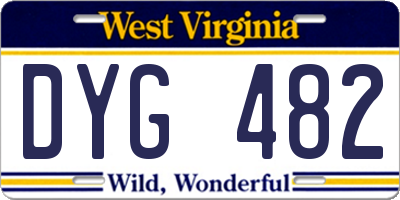 WV license plate DYG482