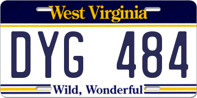 WV license plate DYG484