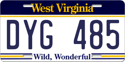 WV license plate DYG485