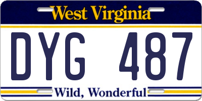 WV license plate DYG487