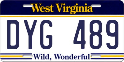 WV license plate DYG489