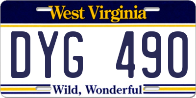 WV license plate DYG490