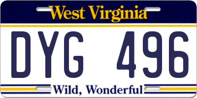 WV license plate DYG496