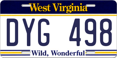 WV license plate DYG498