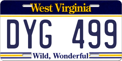 WV license plate DYG499