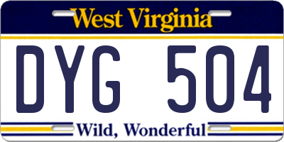 WV license plate DYG504