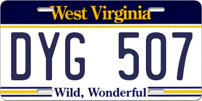 WV license plate DYG507