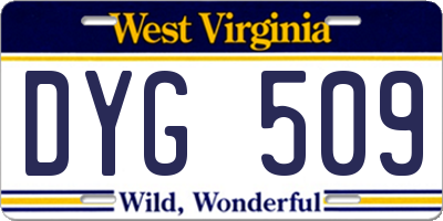 WV license plate DYG509