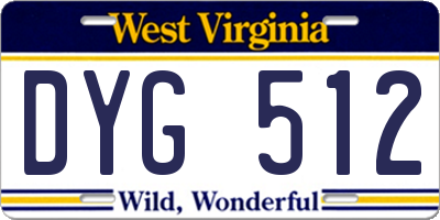 WV license plate DYG512