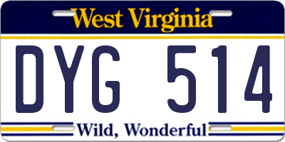 WV license plate DYG514