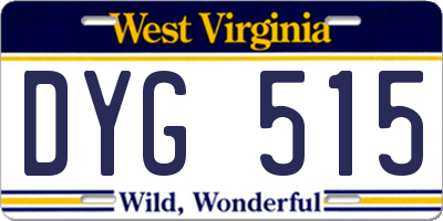 WV license plate DYG515
