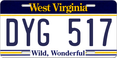 WV license plate DYG517