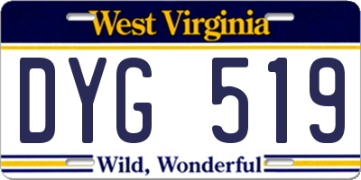 WV license plate DYG519