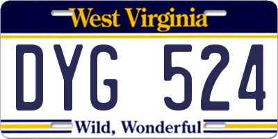 WV license plate DYG524