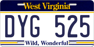 WV license plate DYG525