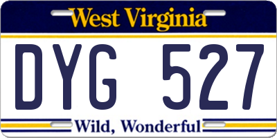 WV license plate DYG527
