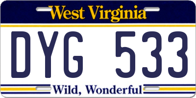 WV license plate DYG533