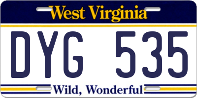 WV license plate DYG535