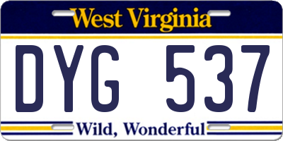 WV license plate DYG537