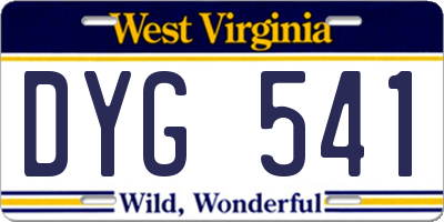 WV license plate DYG541