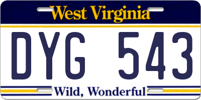 WV license plate DYG543