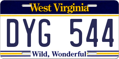 WV license plate DYG544
