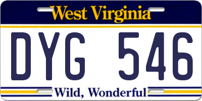 WV license plate DYG546