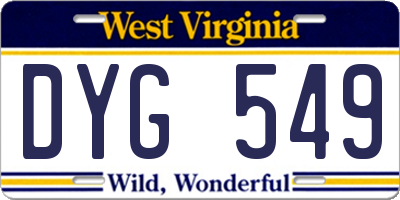 WV license plate DYG549