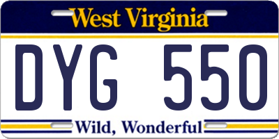 WV license plate DYG550