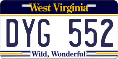 WV license plate DYG552