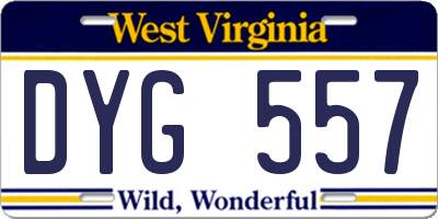 WV license plate DYG557