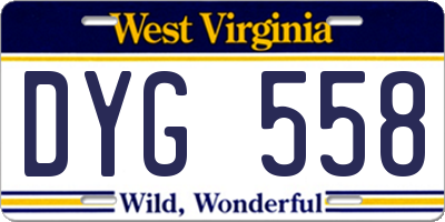 WV license plate DYG558