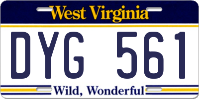 WV license plate DYG561