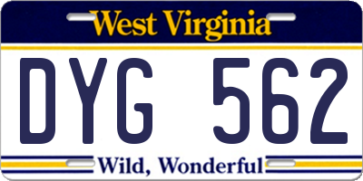 WV license plate DYG562