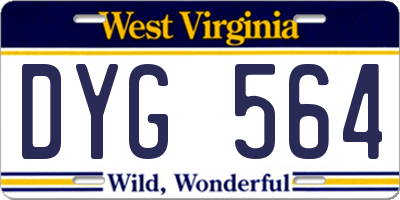 WV license plate DYG564
