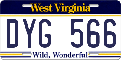 WV license plate DYG566