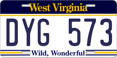 WV license plate DYG573